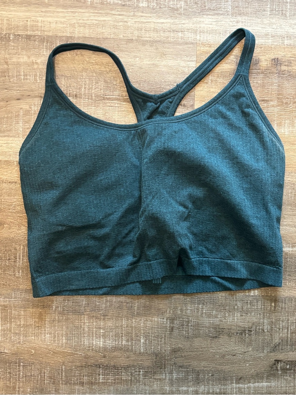 CRZ YOGA Dark Green Seamless Racerback Sports Bra